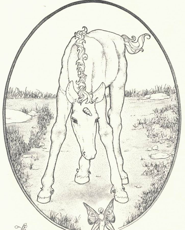 coloriage la licorne et la petite fee